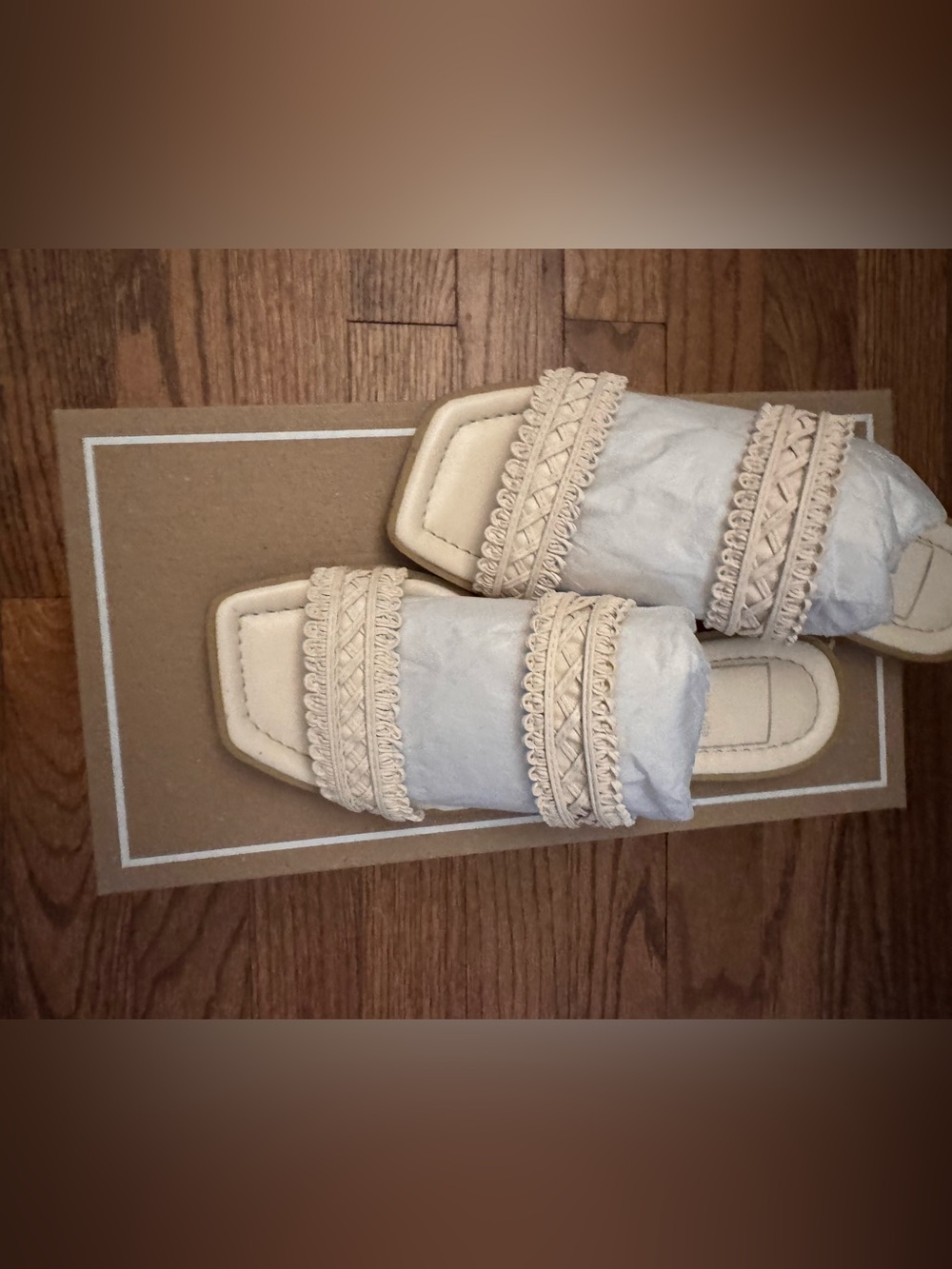 Dolce Vita Beige Braided Double-Strap Slide Sandals